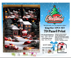 King size 7D Panel Print Bedsheet Set Xmas Edition