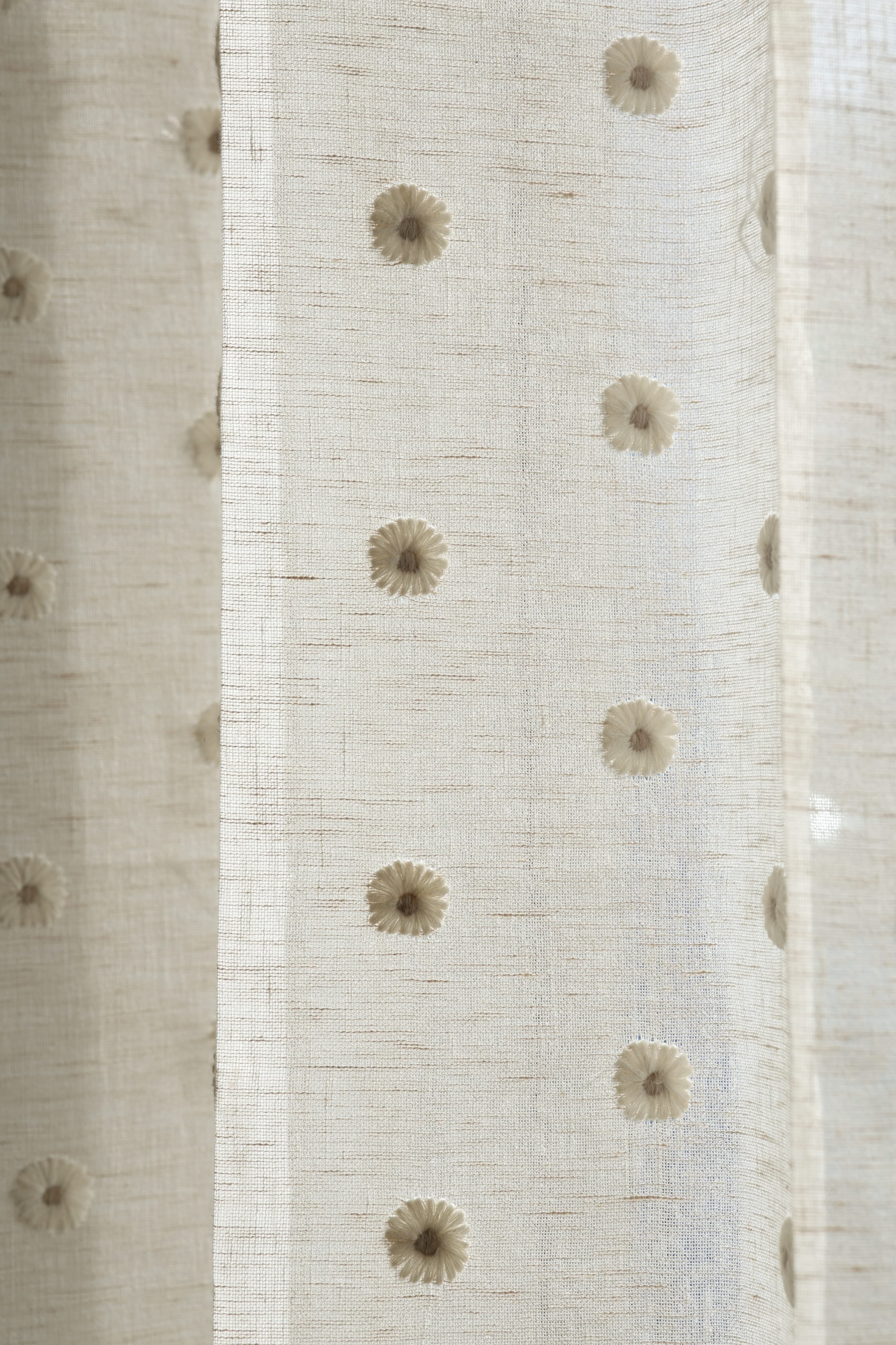 Daisy Sheer Premium embroidery Sheer Curtain : Cream/ off