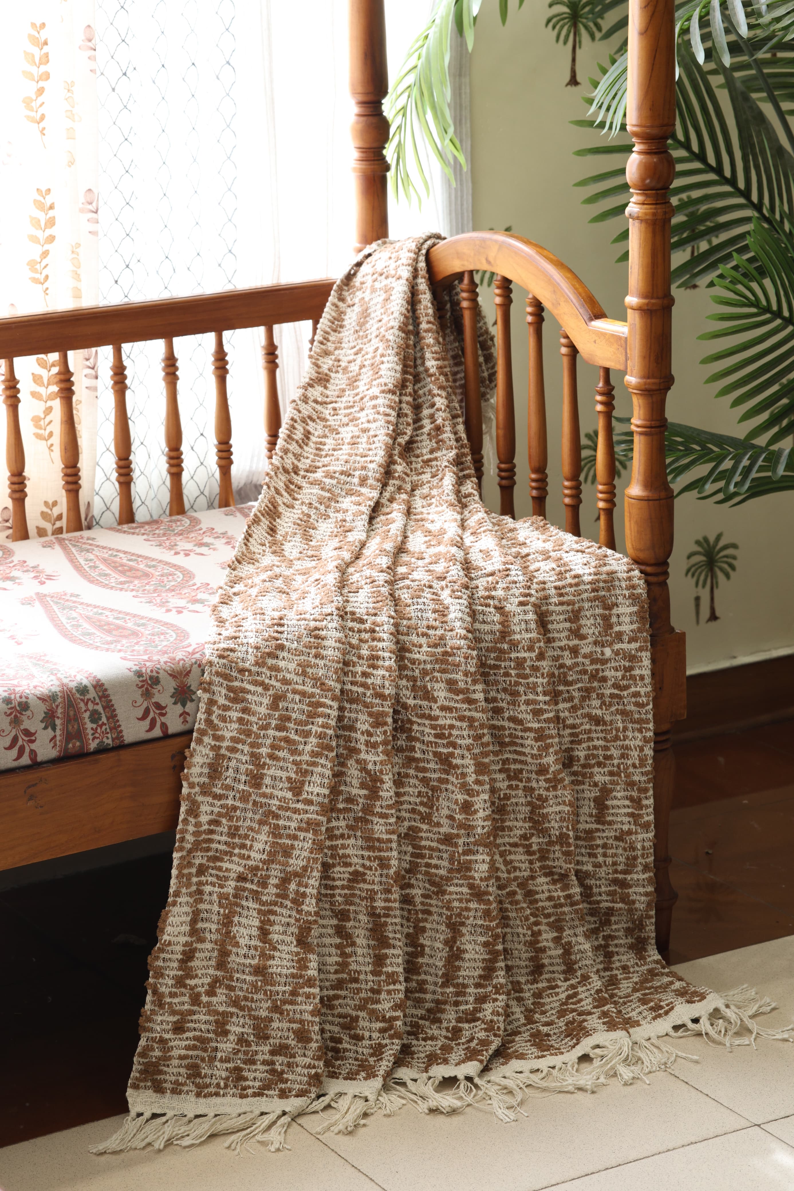 Textured Woven Cotton Sofa Throw