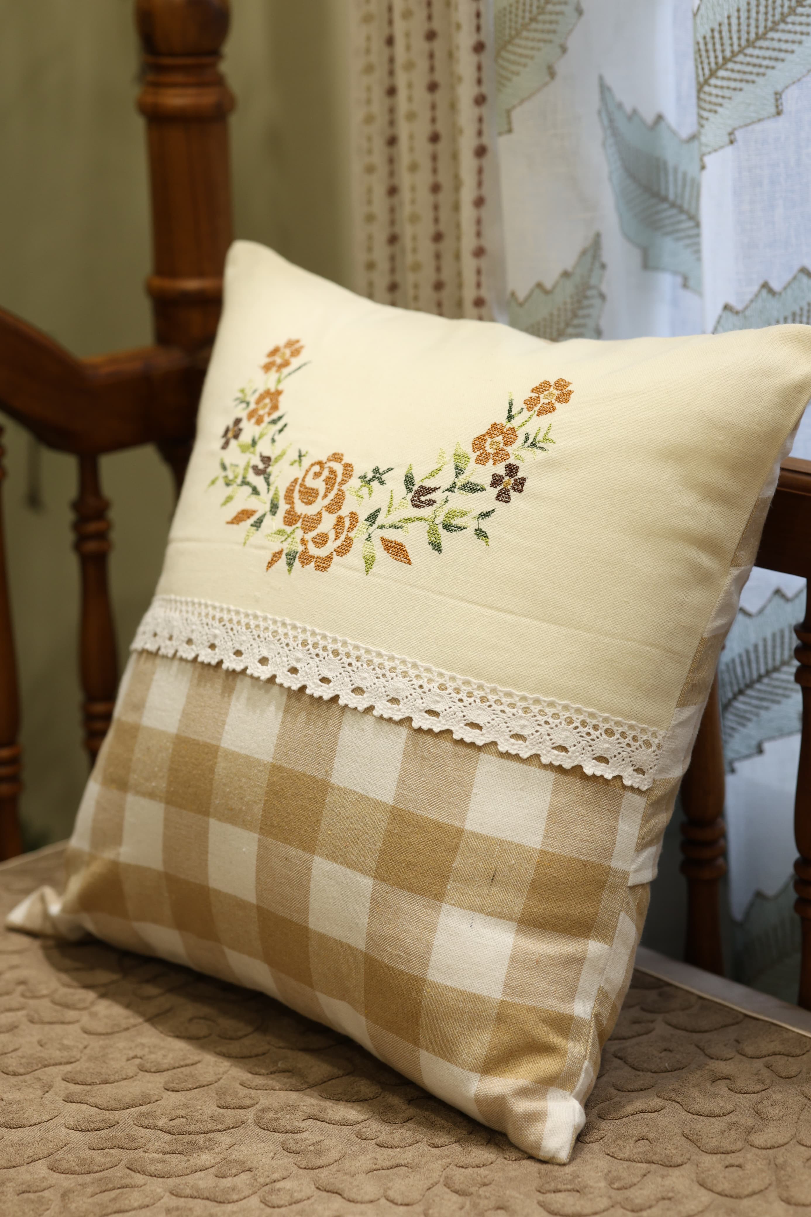Cushion covers - 16*16 inches cross stitch embroidery
