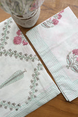 White Lilly Cotton Handblock Percale Single Bedsheet