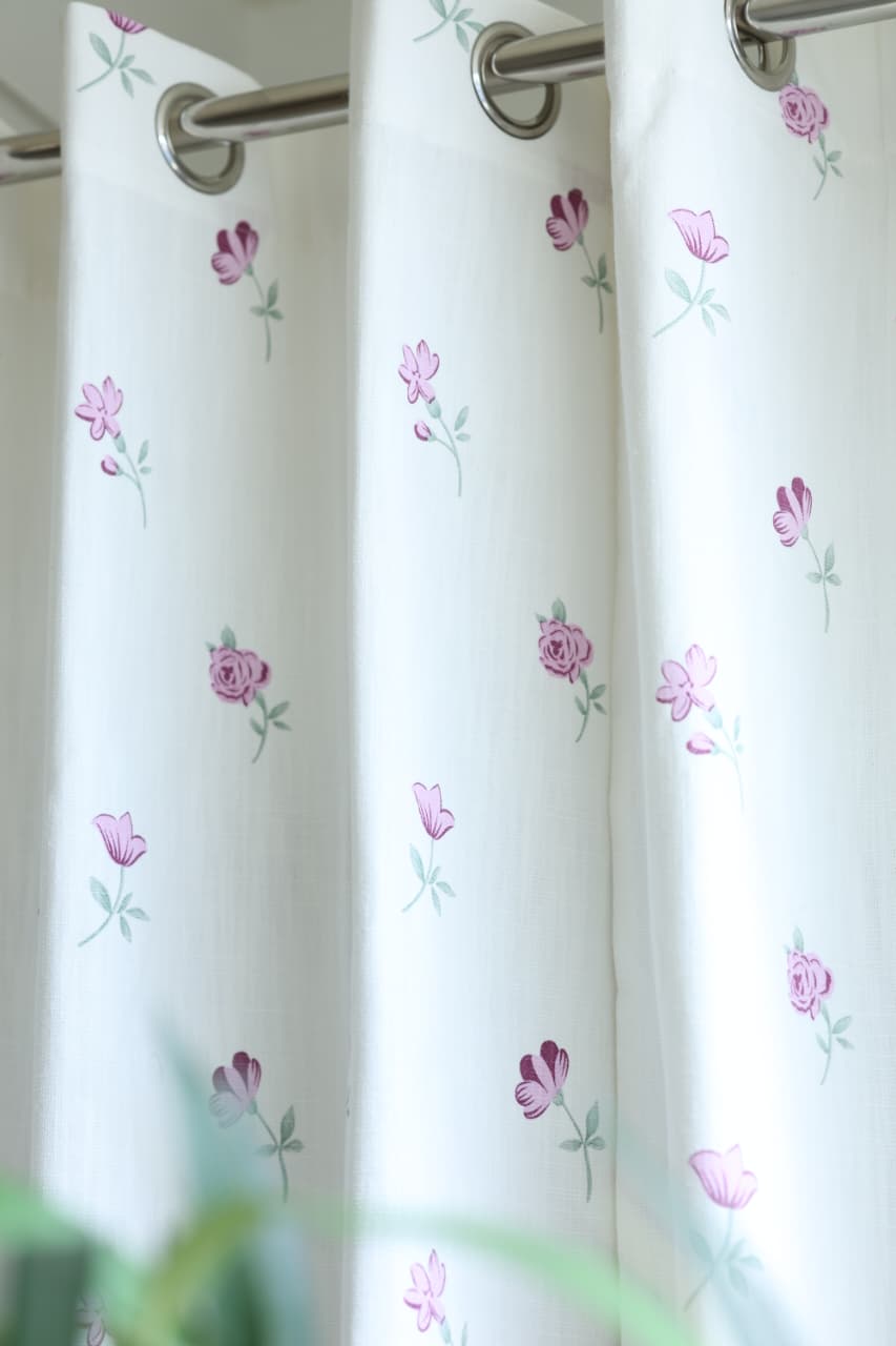 Curtains - Blush Garden Floral Opaque Curtain