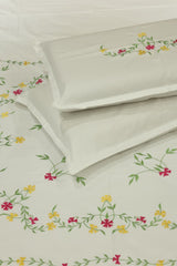 King Size Premium Machine Embroidery Bedsheet Set with 2 Pillow Covers (108x108")