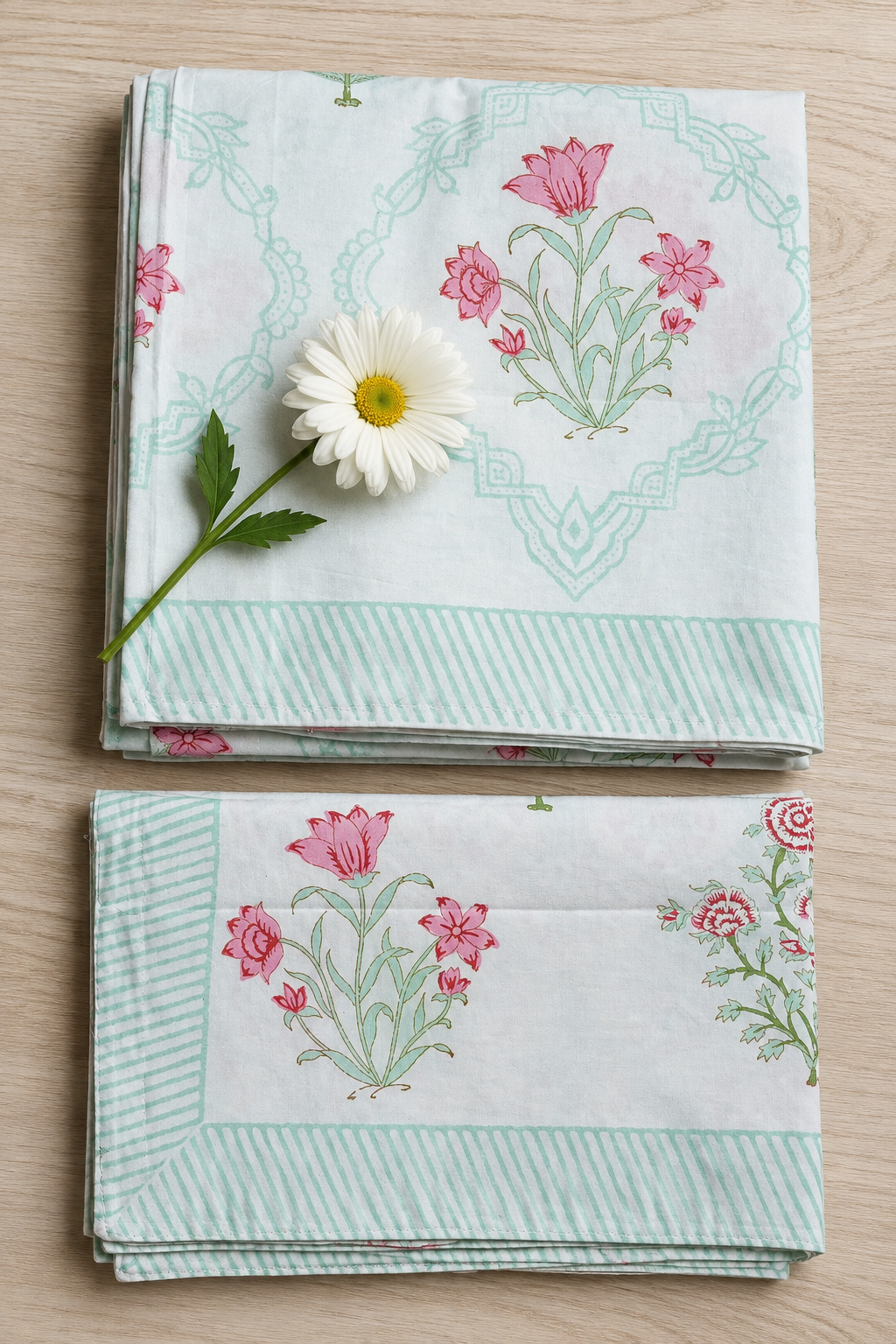 Bedsheets - King Percale cotton handblock print bedsheets