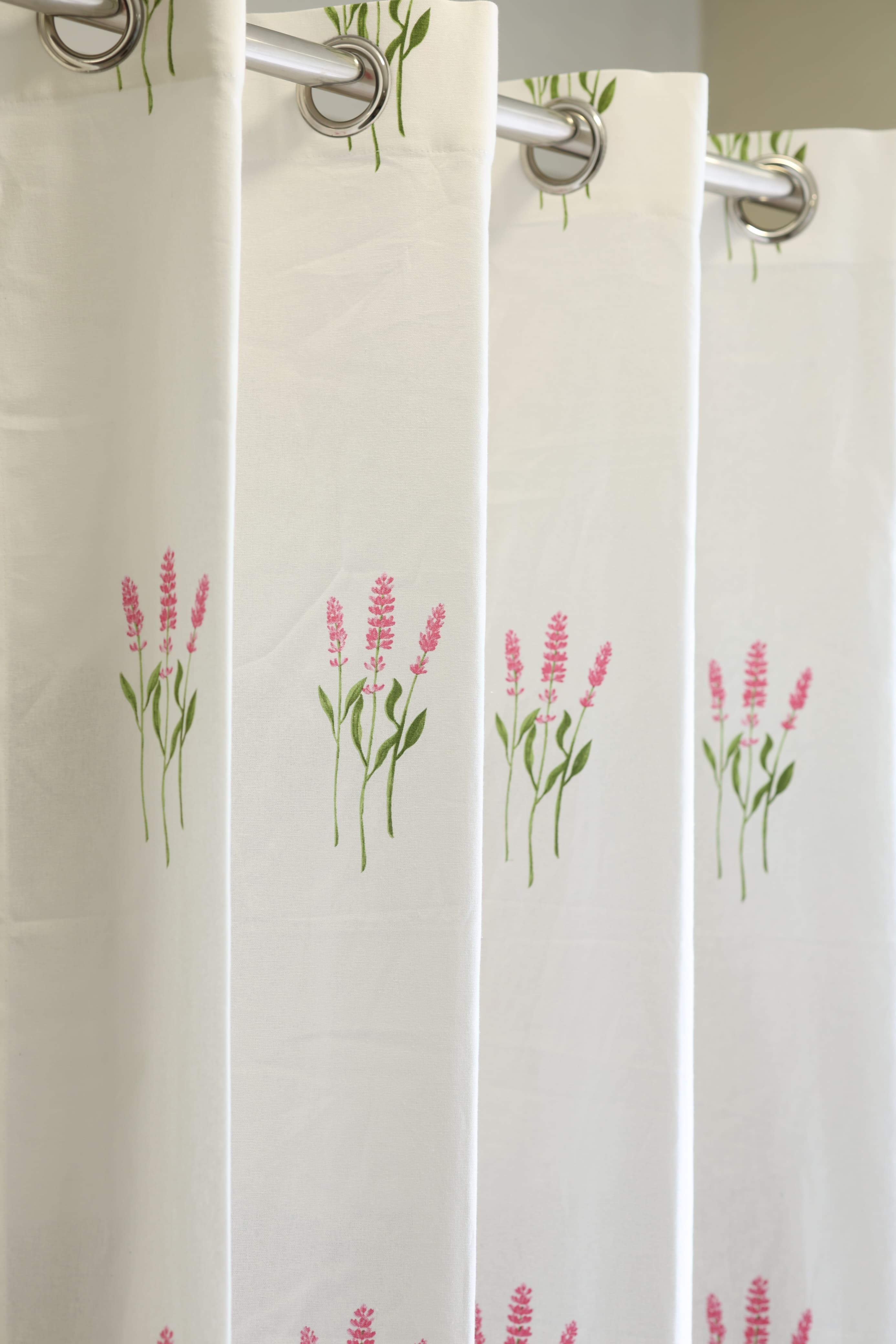 Curtains - Opaque floral curtains white base meadow