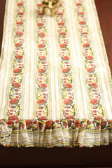 Onam Handblock Table Runner with Ruffled Edges - 4 seater