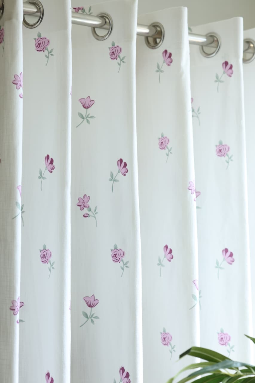 Curtains - Blush Garden Floral Opaque Curtain