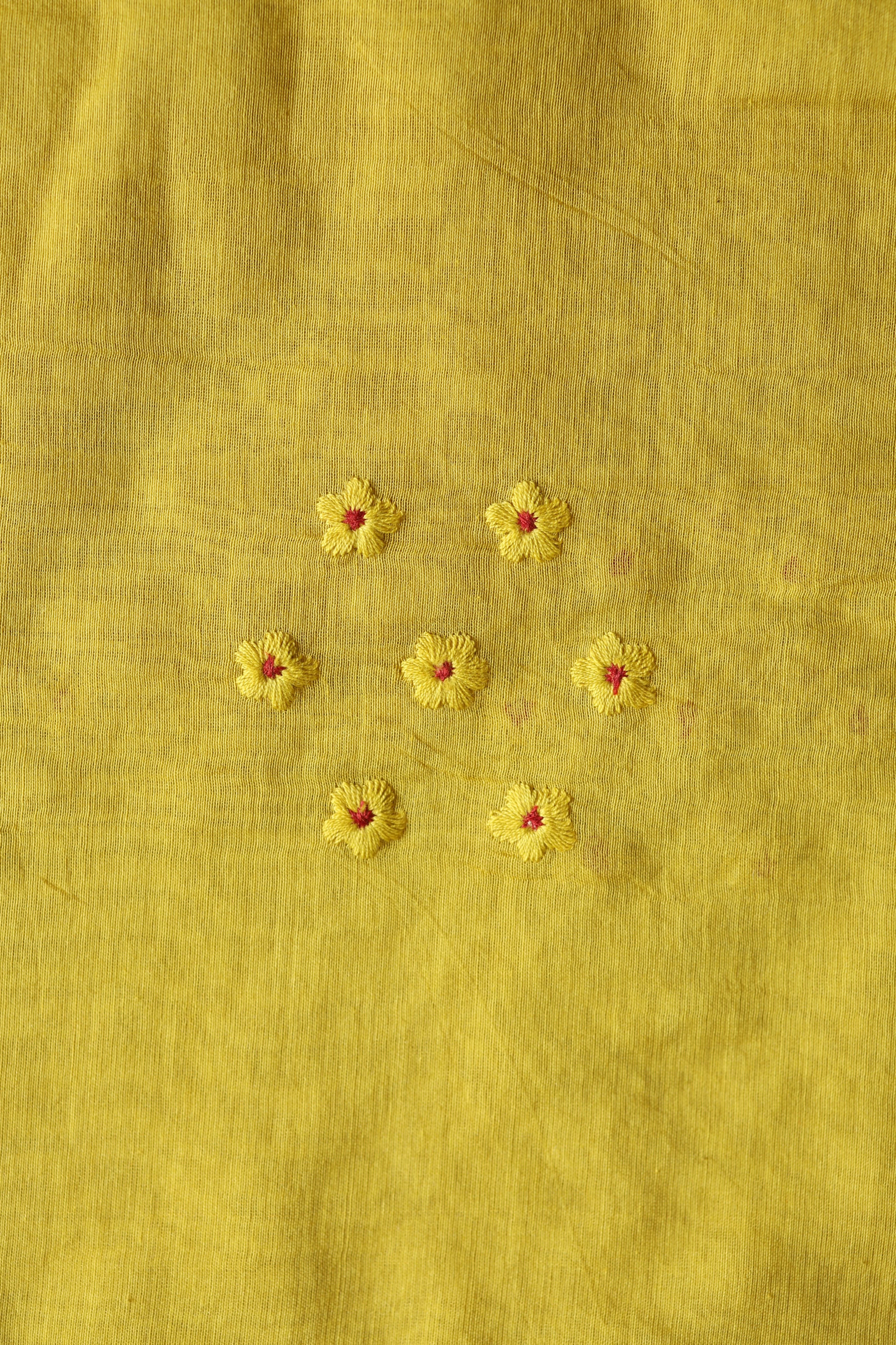 Fabrics - Chanderi embroidery kurti fabric