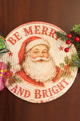 Vintage Santa "Be Merry And Bright" Woven Coaster