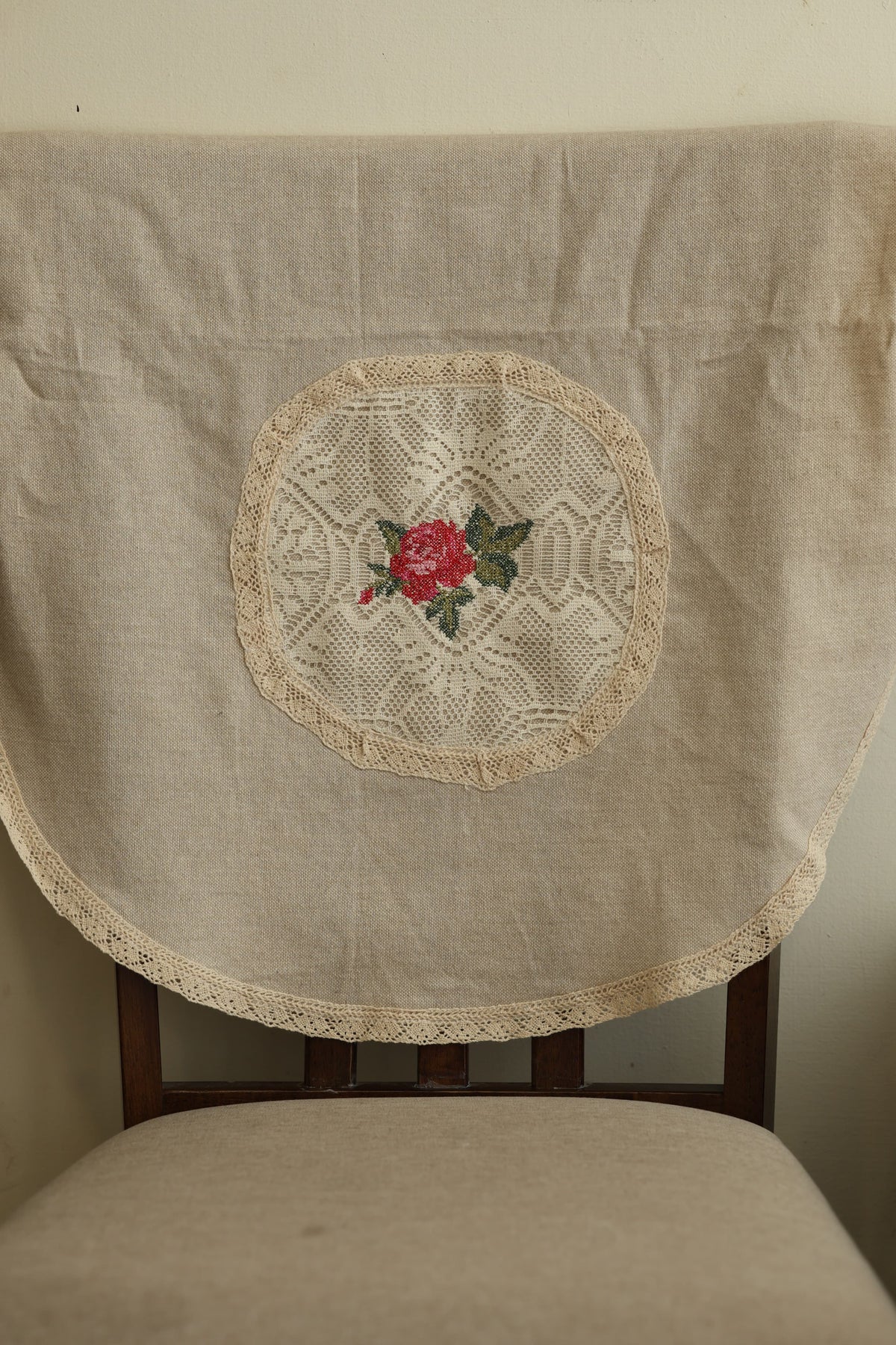 Chair back / sofa back - cross stitch embroidery 5 seater Cottage Rose Collection