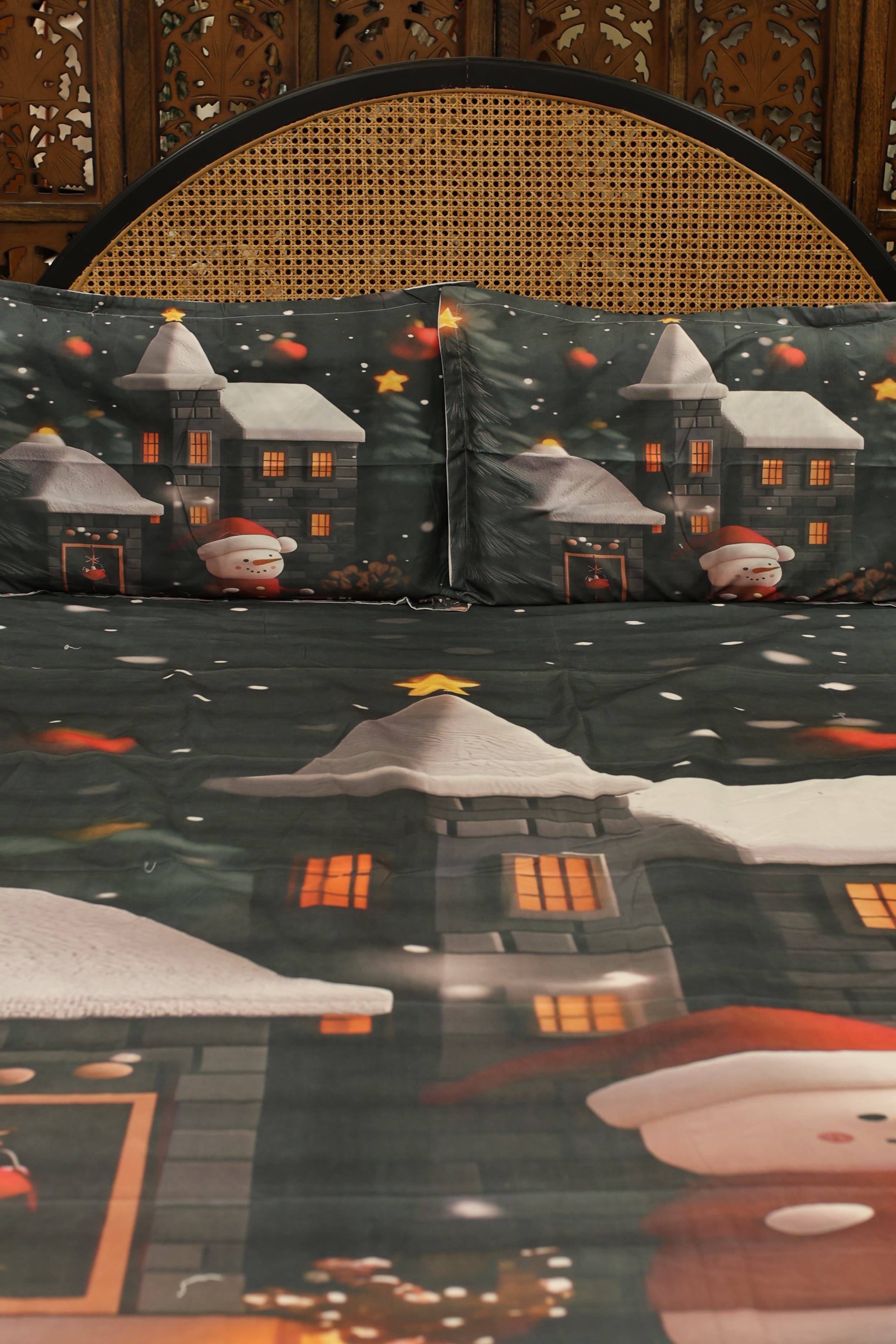 Christmas 7D Panel Print King Size Bedsheet Set - Xmas edition