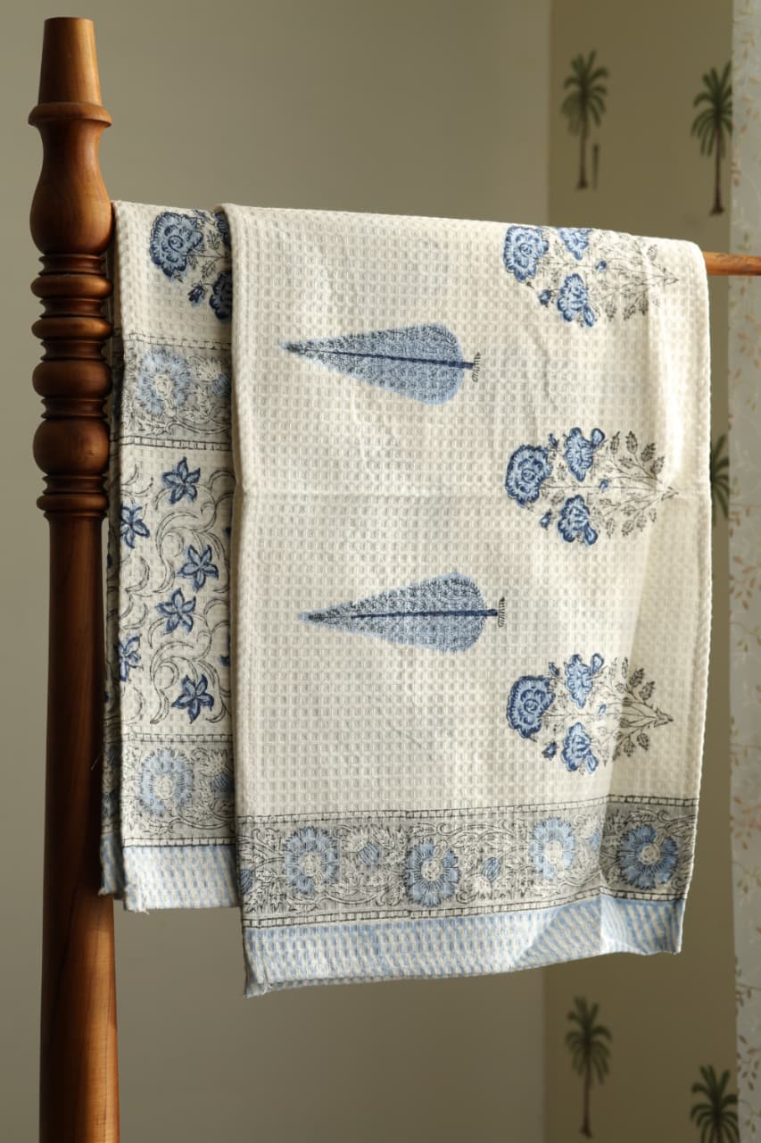 Towels - Waffle Handblock print Towel Set