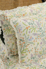 Bedsheets - Premium Queen floral printed lace bedsheet with cushion covers bud
