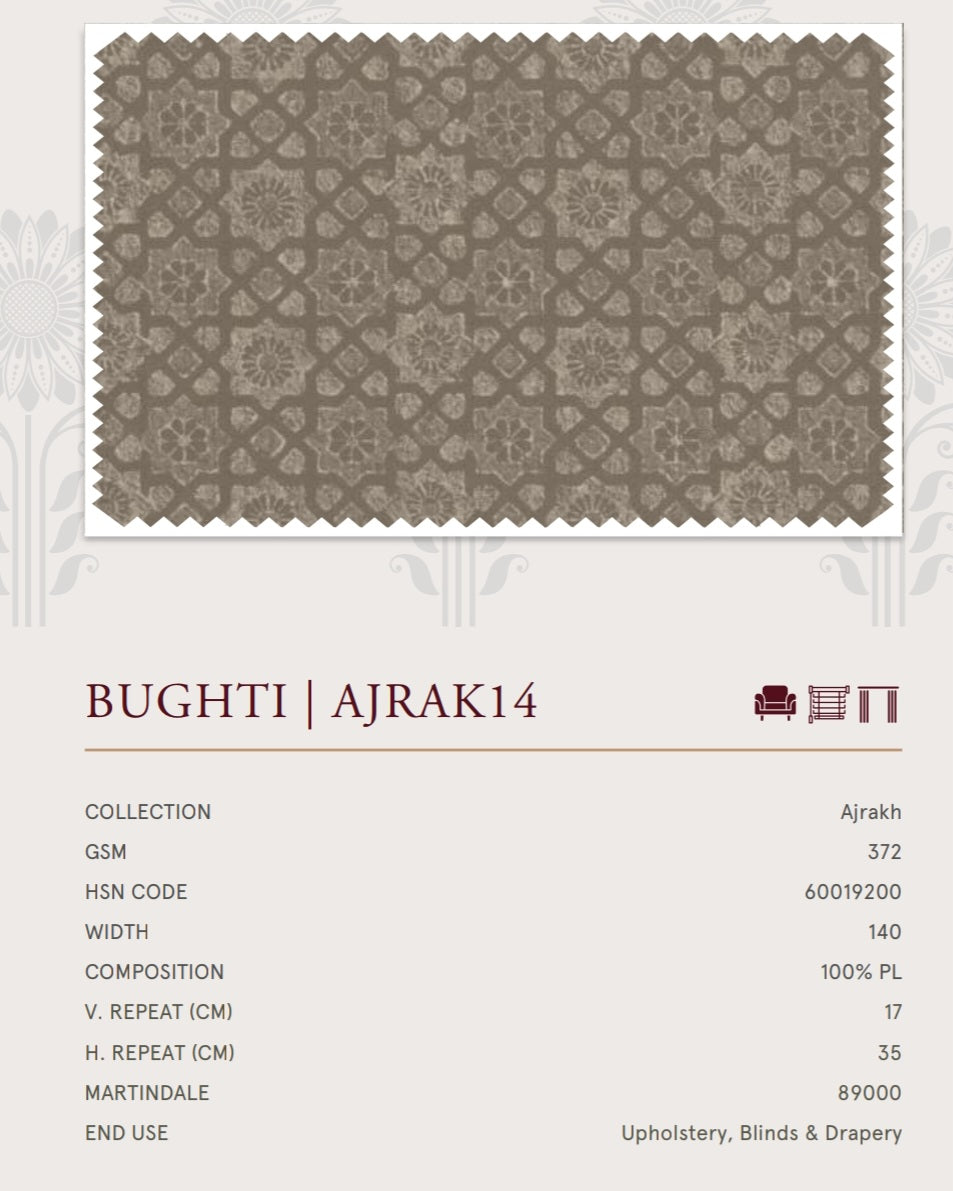 Upholstery fabrics -Ajrakh(Bughti)