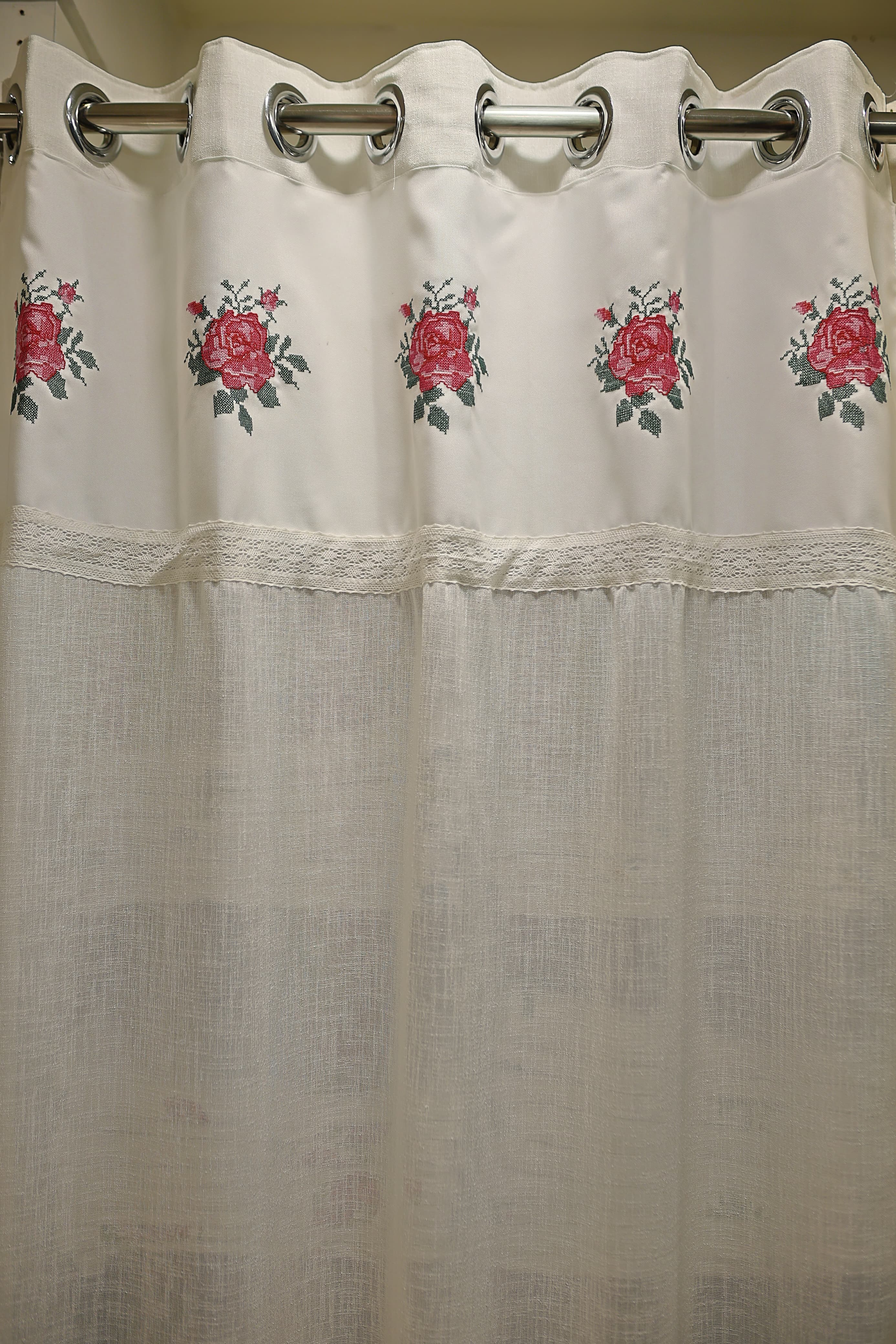 Curtains : Premium designer cross stitch embroidery sheer curtains(7-10 working days to dispatch )