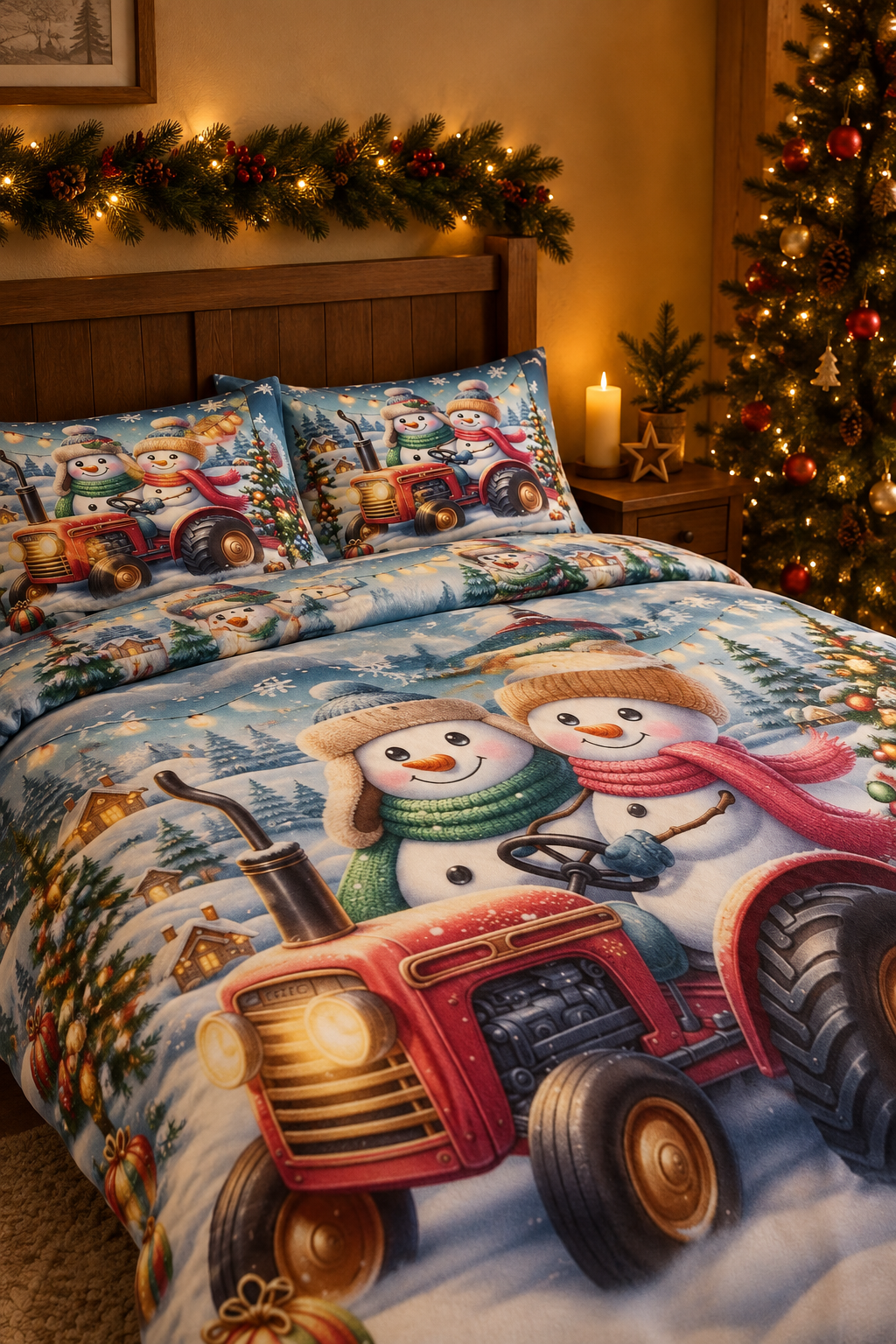 Christmas 7D Panel Print King Size Bedsheet Set - Xmas edition