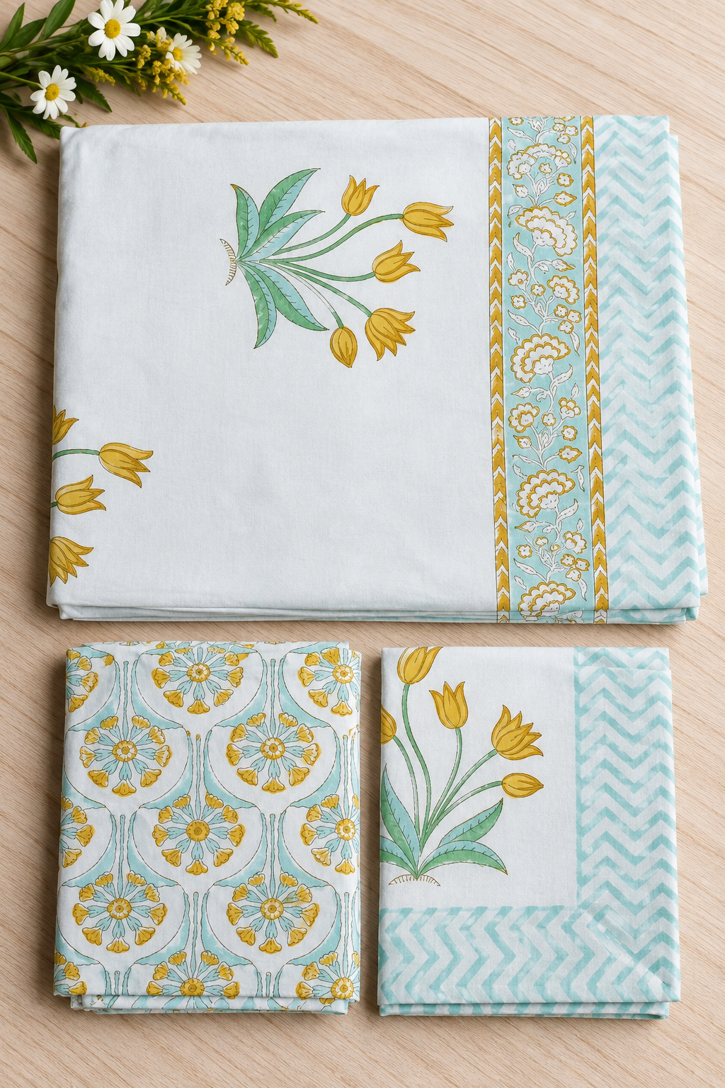 Bedsheets - King Percale cotton handblock print bedsheets