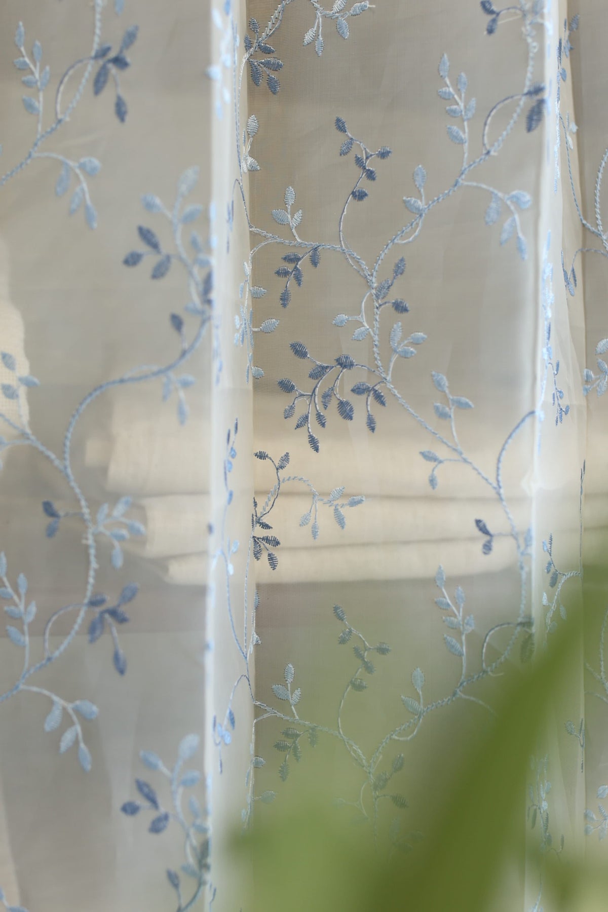 Curtains-Embroidered organza sheer curtains