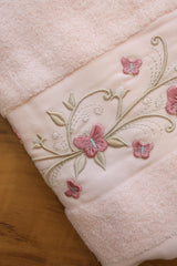 Premium Floral Embroidery  Bath Towel – Pastel