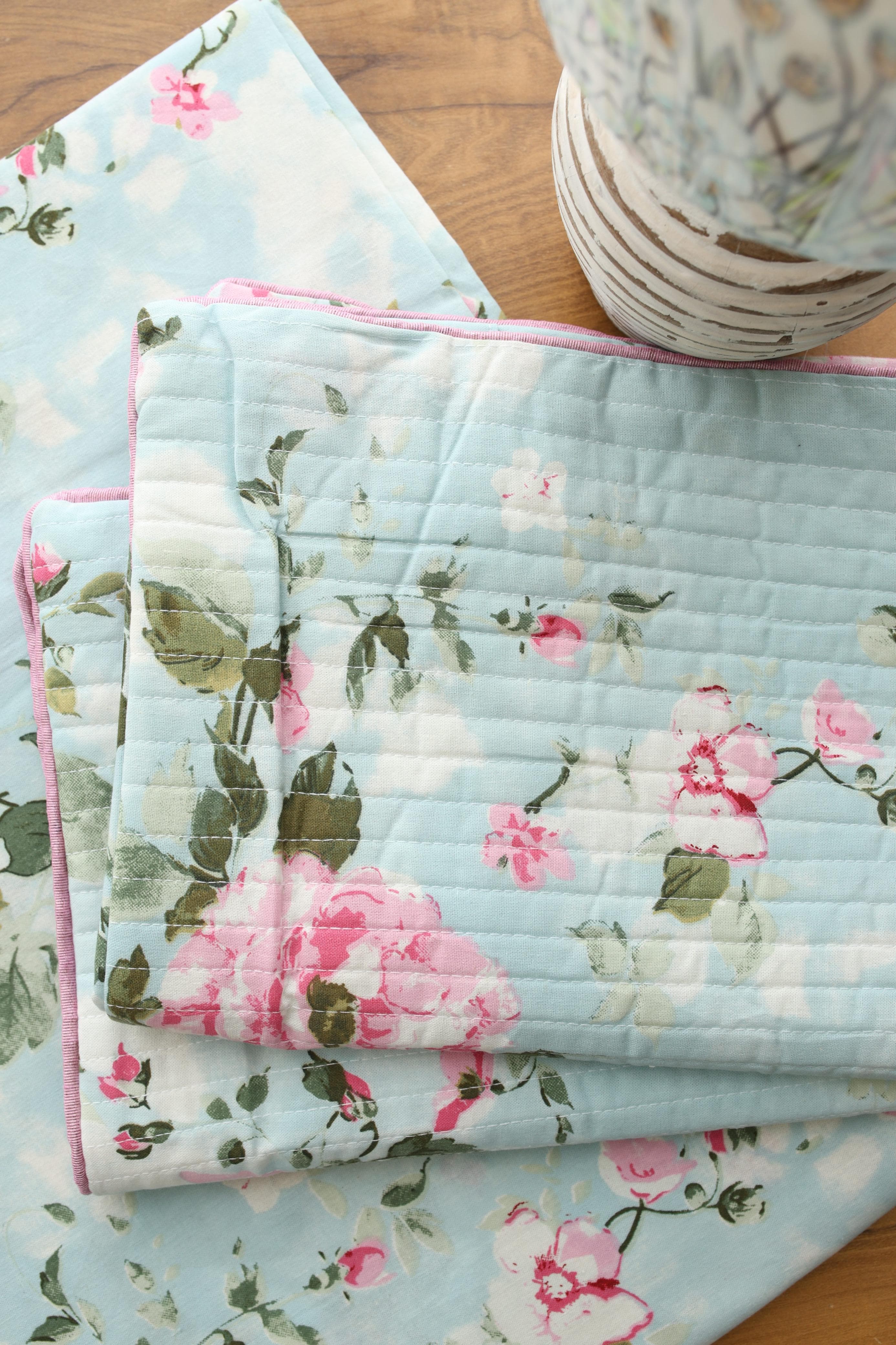 Bedsheets - King anokhi Quilted pillow cover bedsheets pastel exc