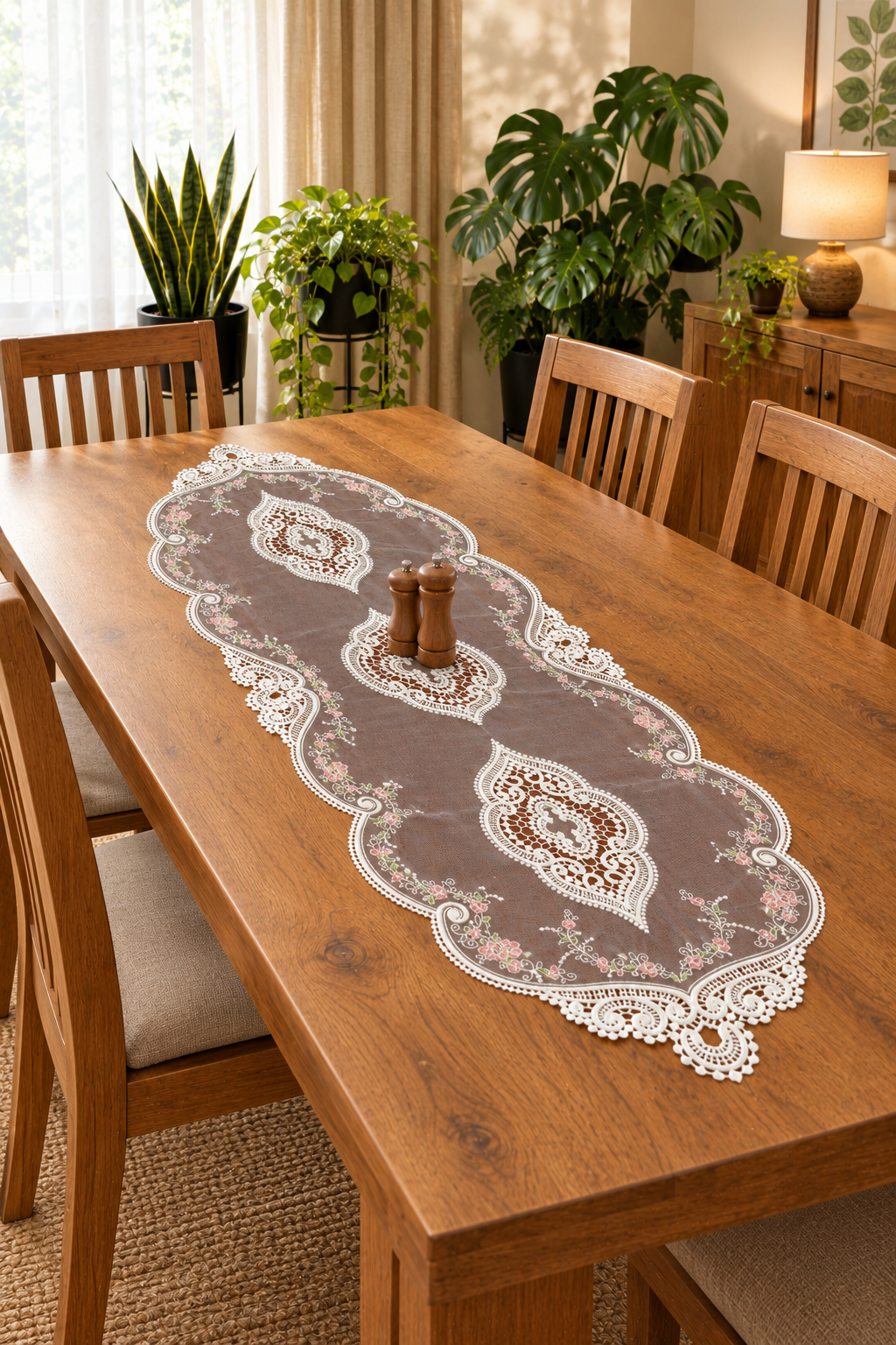 Table Runner - Net embroidery / Table centre