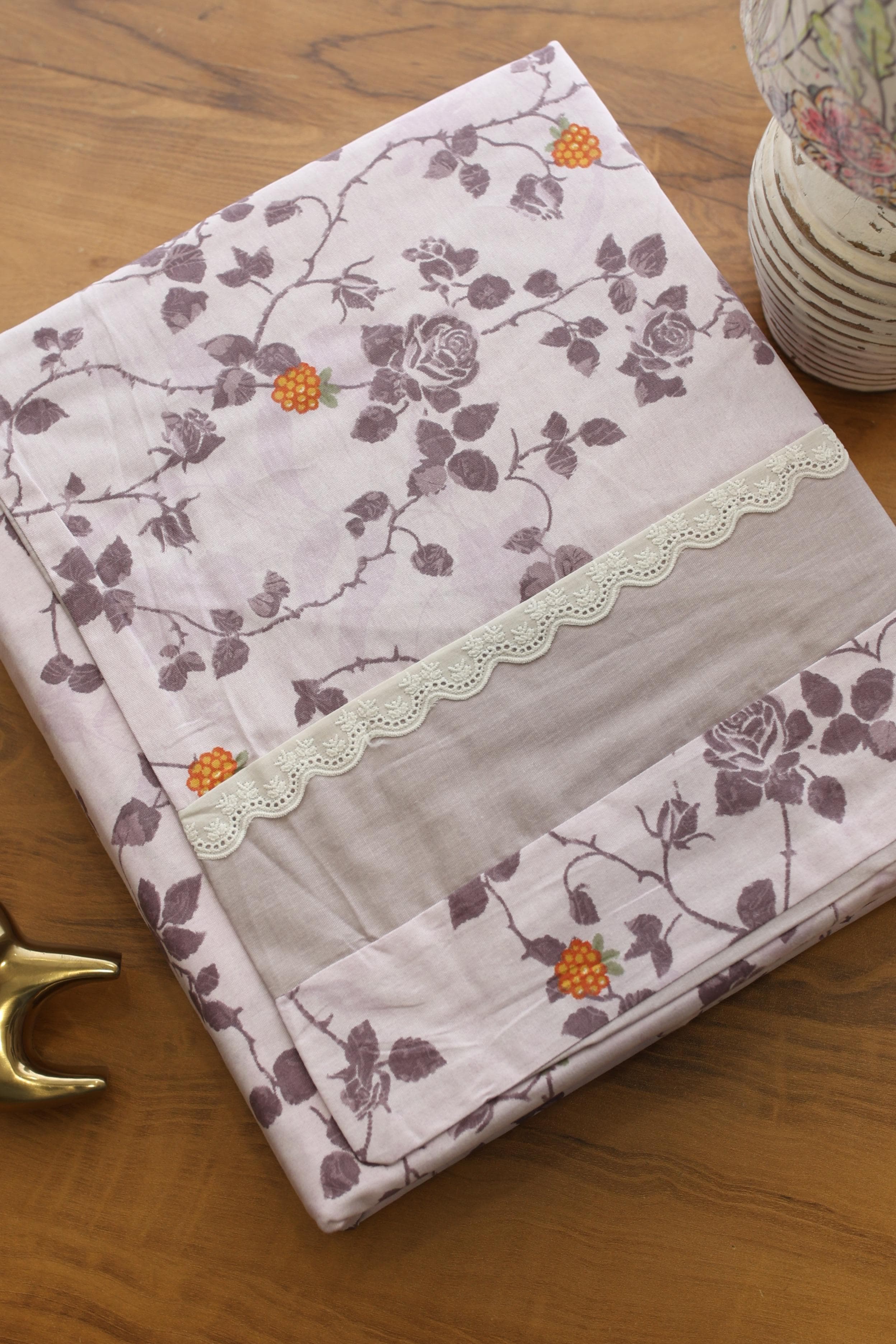 Bedsheets - Premium King cotton lace bedsheets majestic