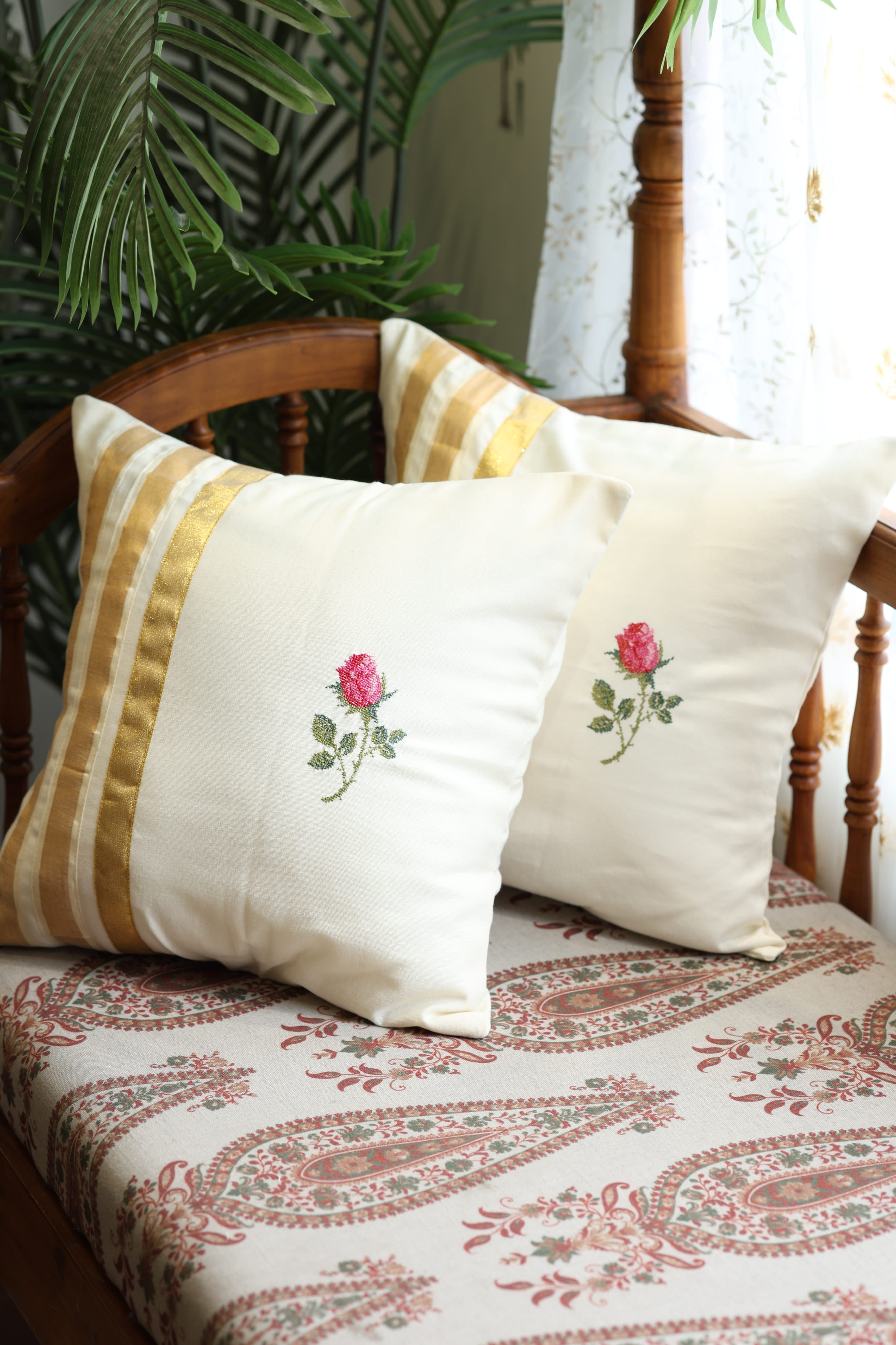 Onam cushion :cross stitch embroidery