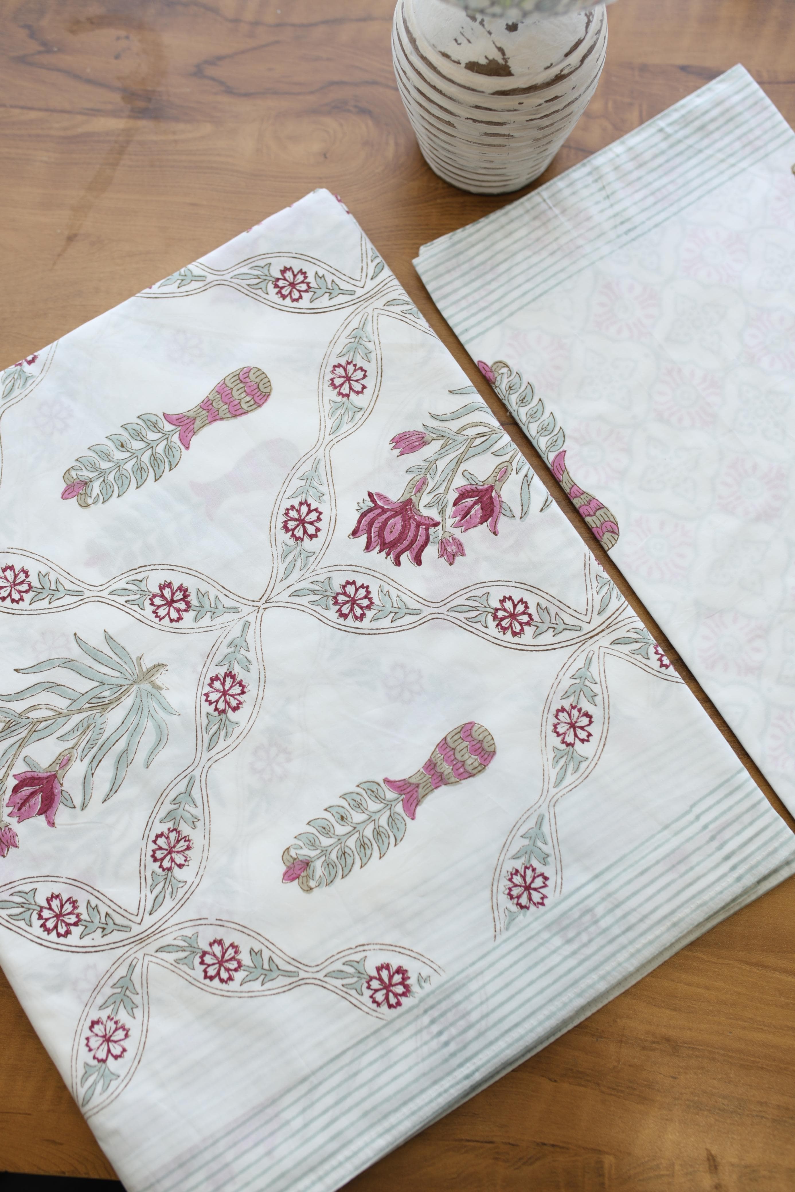 Bedsheets - Premium  King white lily percale cotton bedsheets
