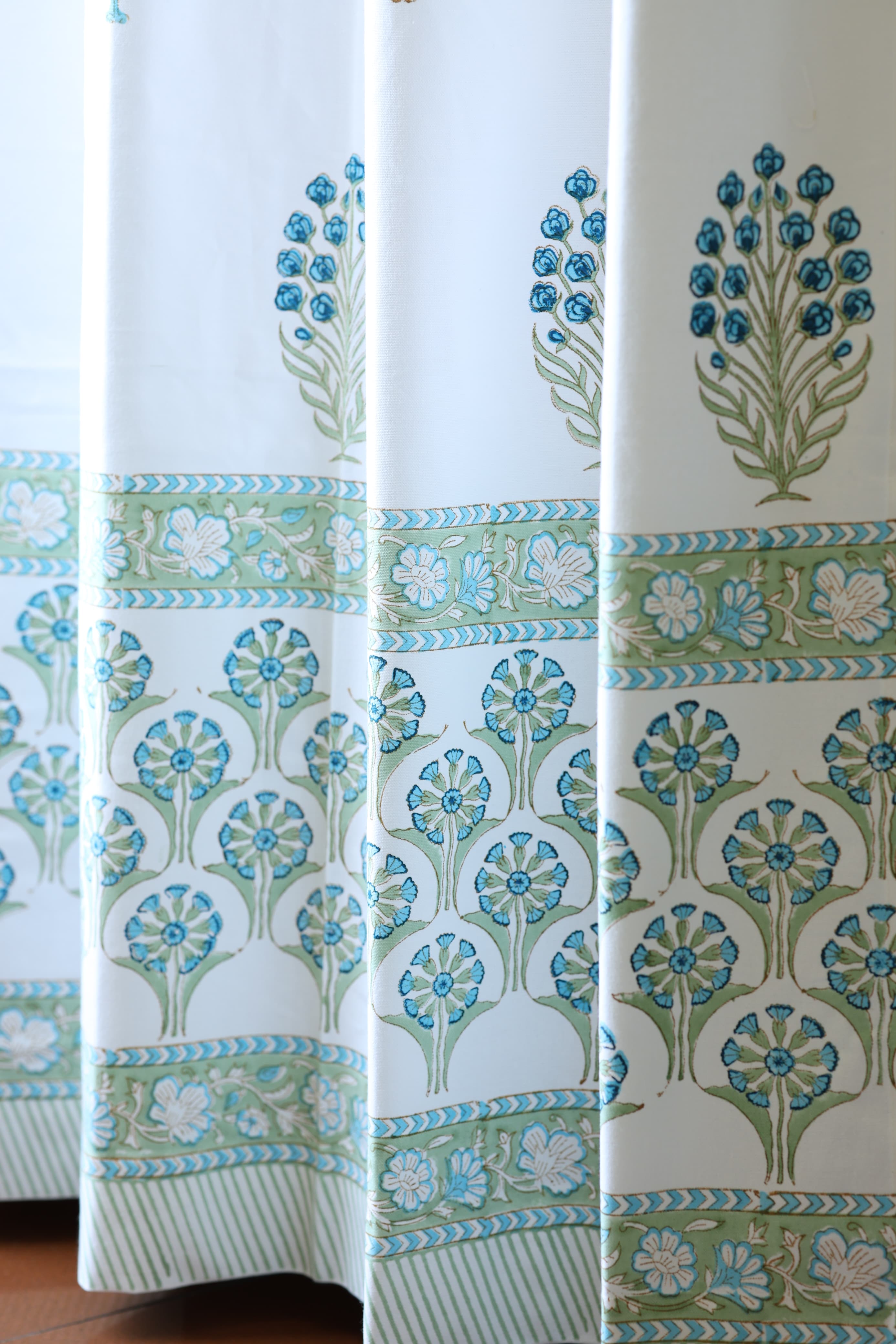 Curtains - Handblock printed curtains white base