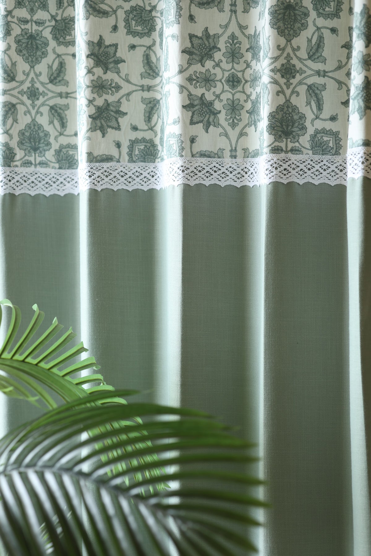 Premium Sage Green Embroidery Opaque Curtain busan