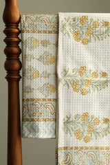Towels - Waffle Handblock print Towel Set