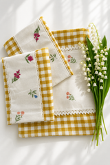Bedsheets - King Premium check floral embroidery bedsheet