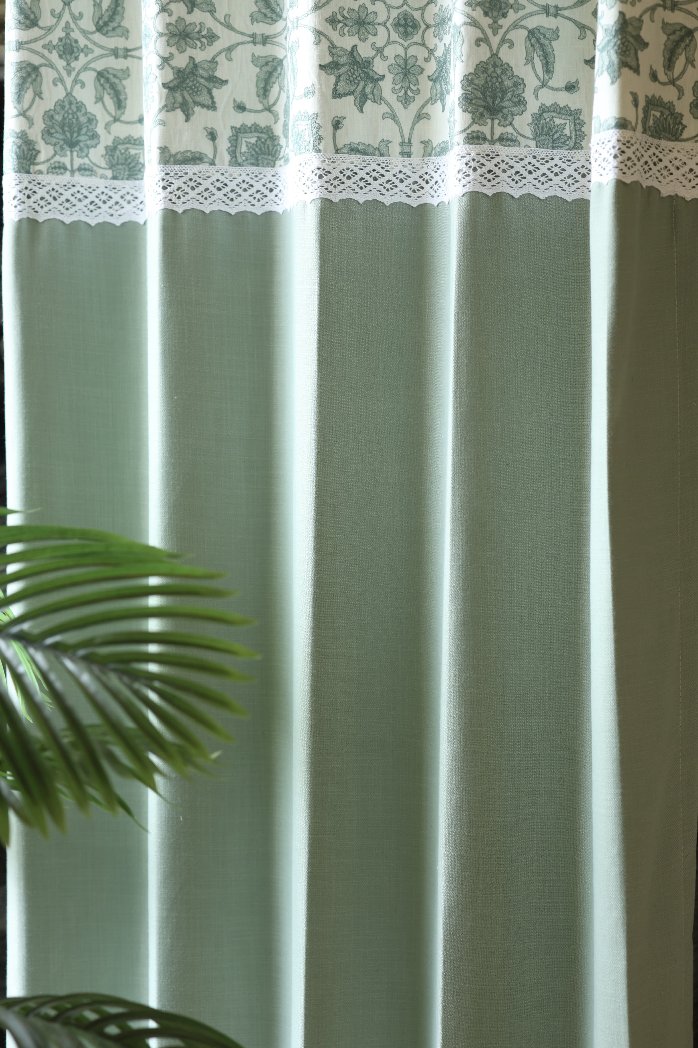 Premium Sage Green Embroidery Opaque Curtain busan