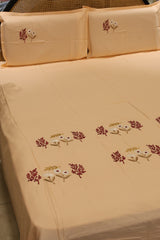 King Size Premium Machine Embroidery Bedsheet Set with 2 Pillow Covers (108x108")