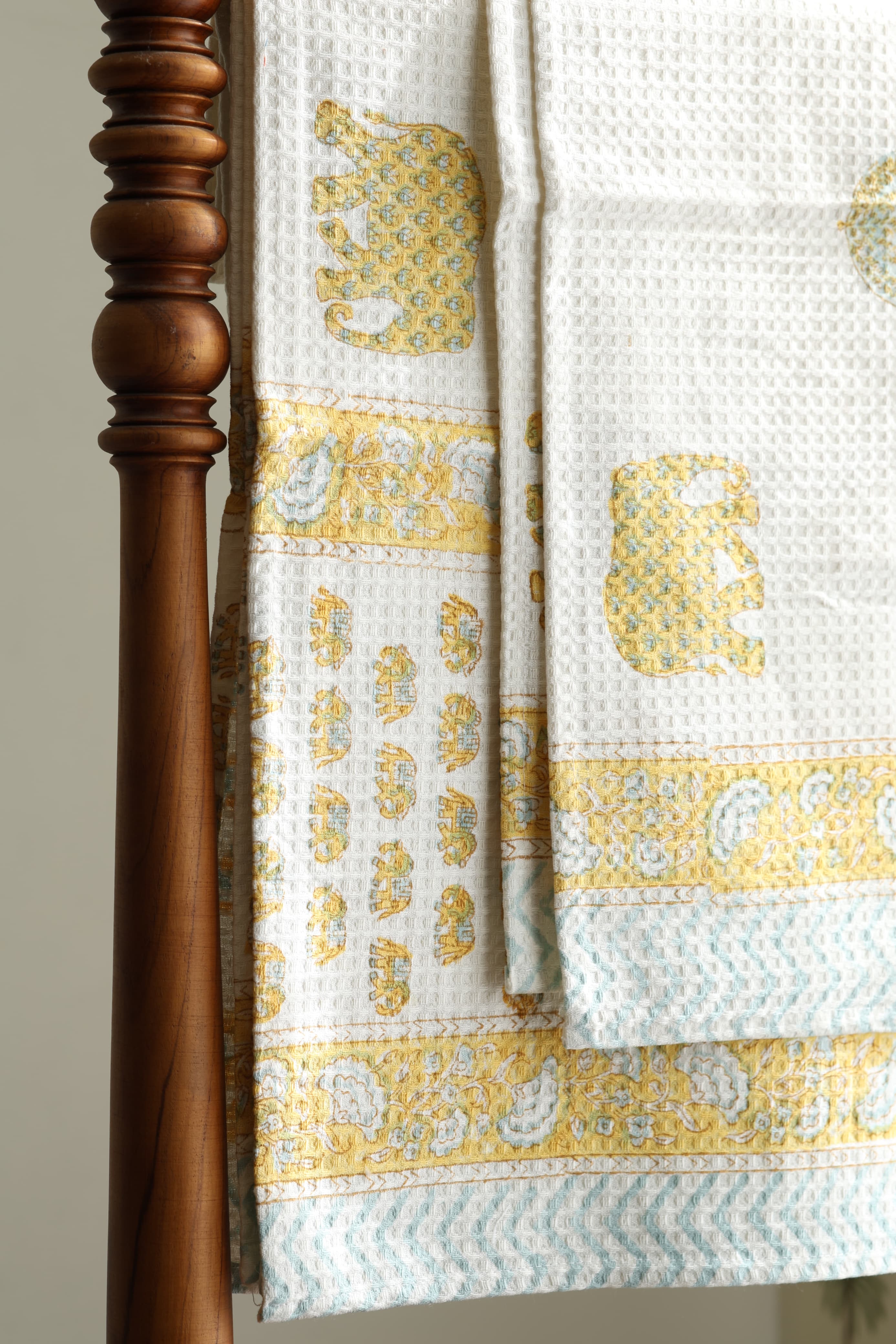 Towels - Waffle Handblock print Towel Set