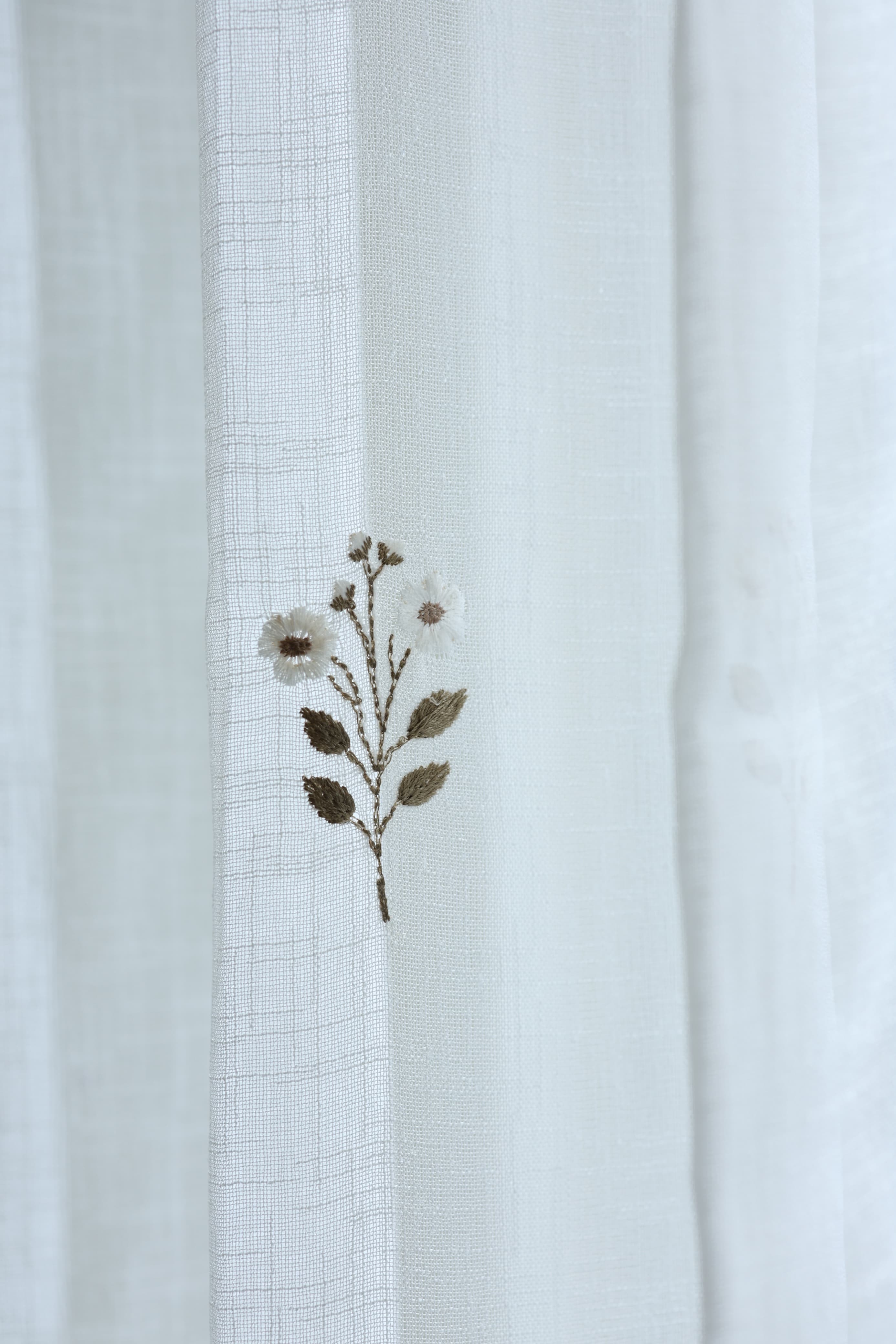 Ivory Floral embroidery sheer Curtain