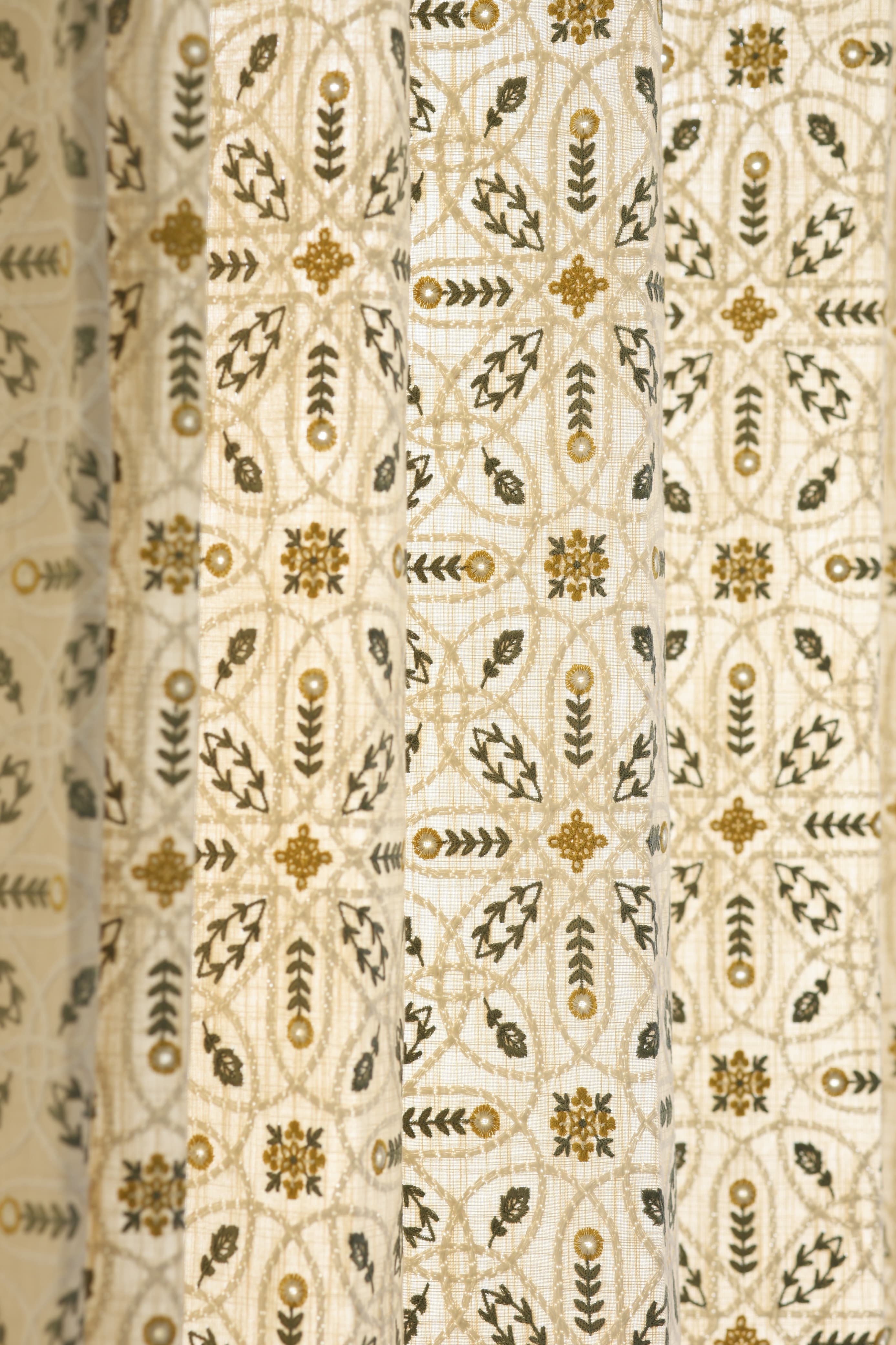 Curtains : Premium embroidery opaque curtains prebooking (description )Olive Trellis