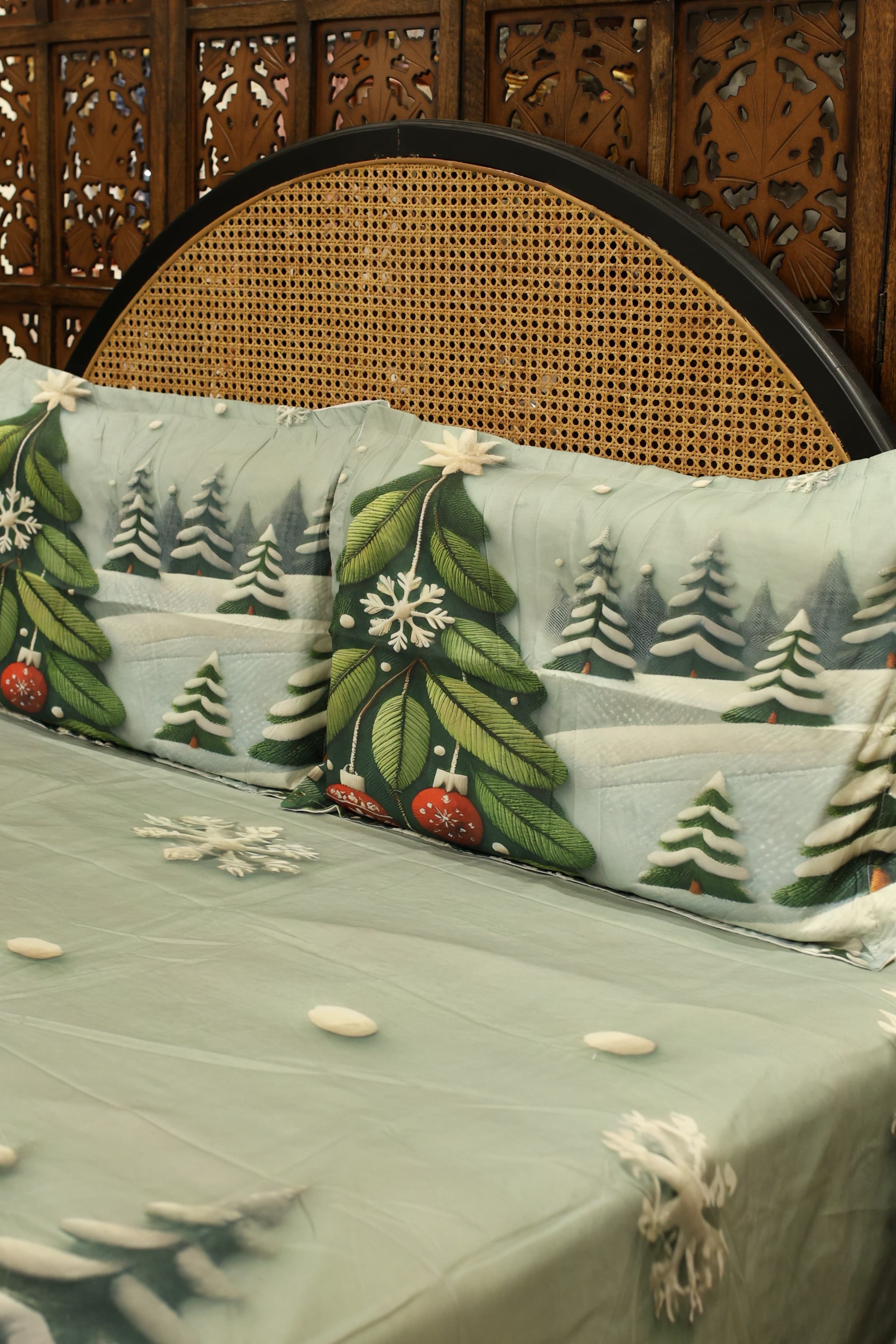 Christmas 7D Panel Print King Size Bedsheet Set - Xmas edition