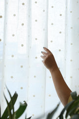 Mocha Dot Premium Embroidery Sheer Curtains (Prebooking )