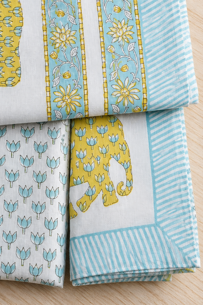 Bedsheets - King Percale cotton handblock print bedsheets