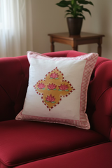 Handblock cushion cover, 16×16