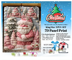 King size 7D Panel Print Bedsheet Set Xmas Edition