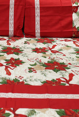 Bedsheets - Queen Premium check floral embroidery  bedsheet Xmas theme edition