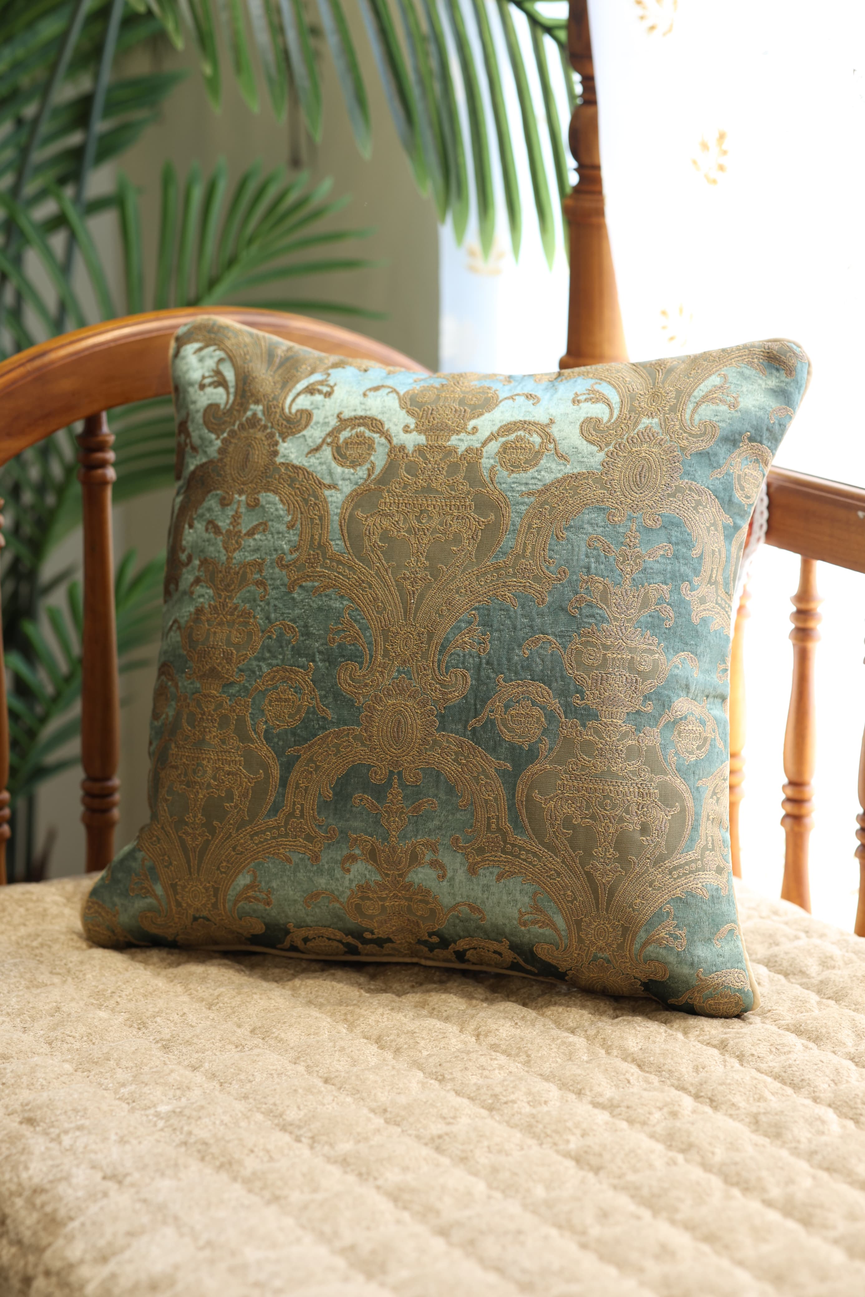 Festive Brocade Damask Cushion Cover