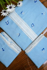Bedsheets - King premium machine embroidery bedsheets (light blue)
