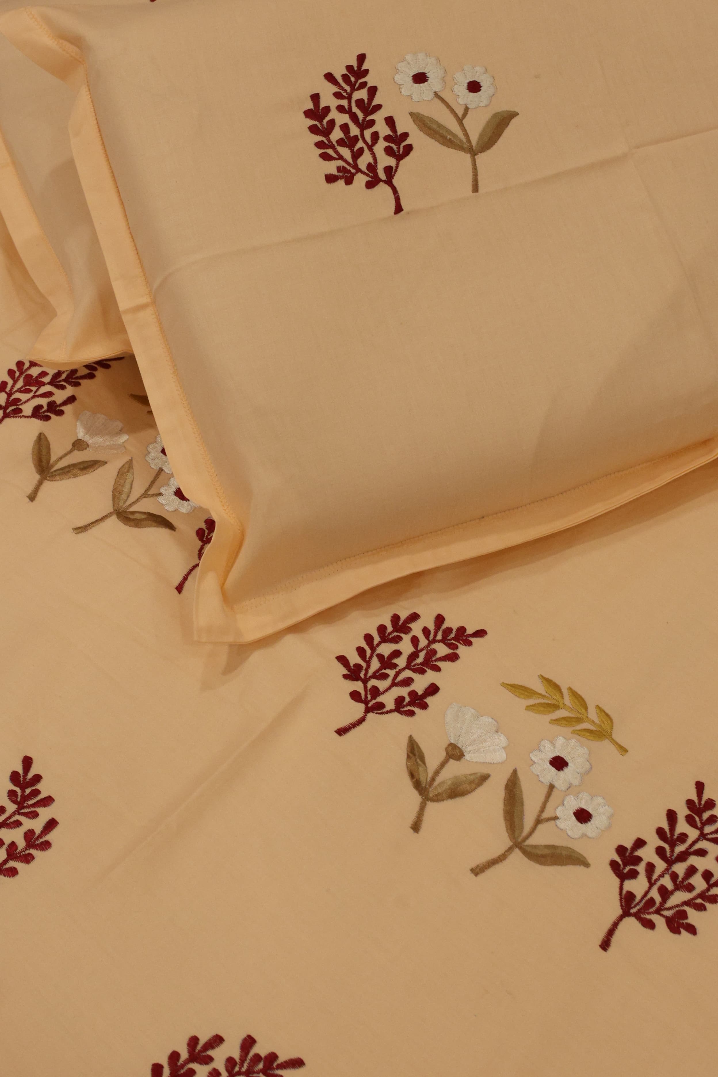King Size Premium Machine Embroidery Bedsheet Set with 2 Pillow Covers (108x108")