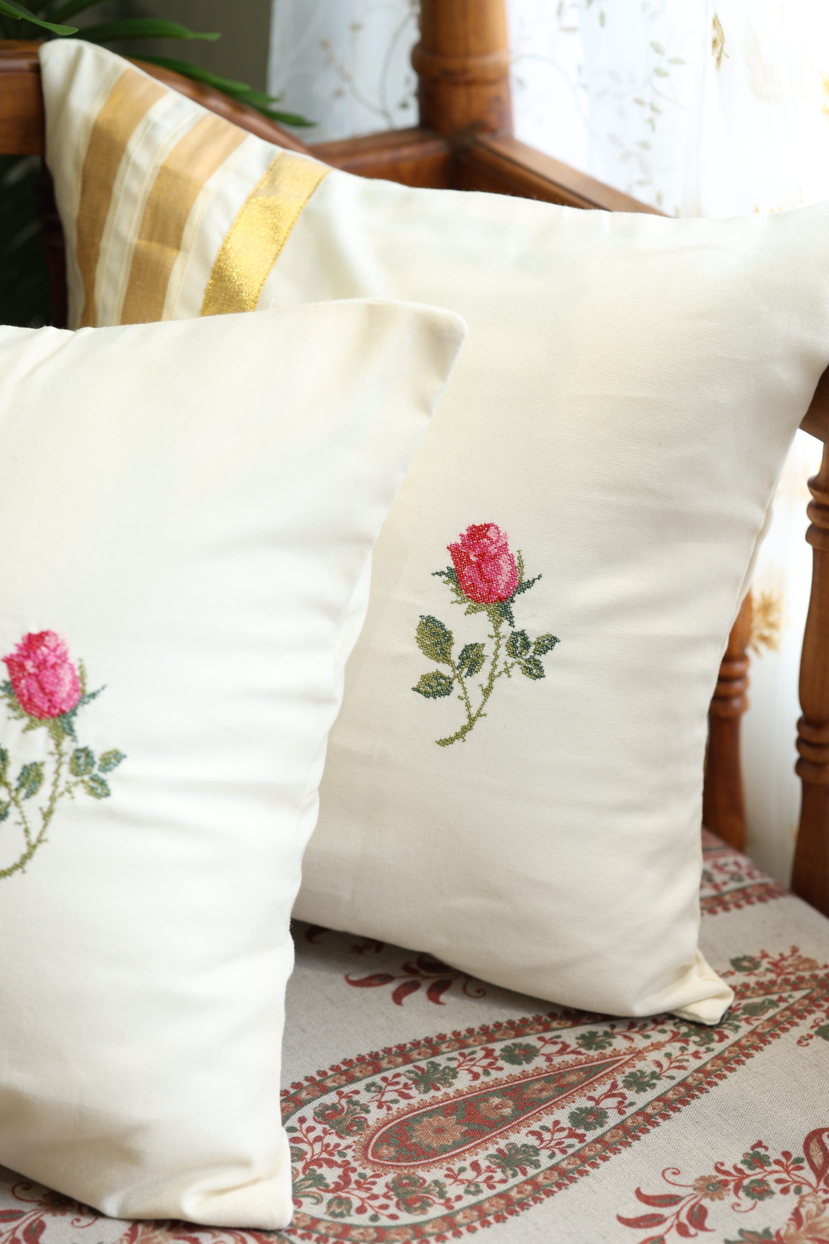 Onam cushion :cross stitch embroidery