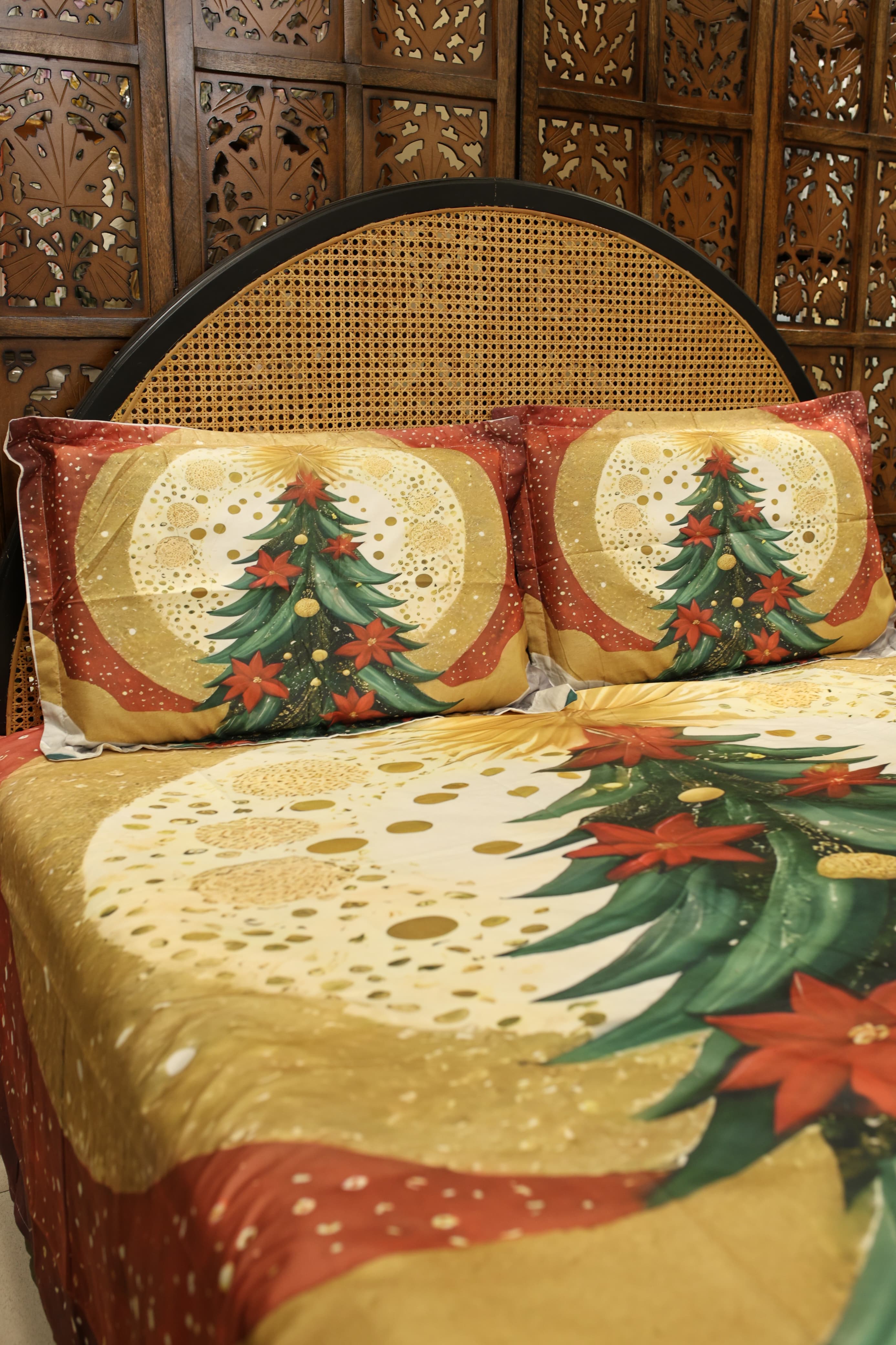 Christmas 7D Panel Print King Size Bedsheet Set - Xmas edition