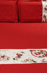 Bedsheets - Queen Premium check floral embroidery  bedsheet Xmas theme edition