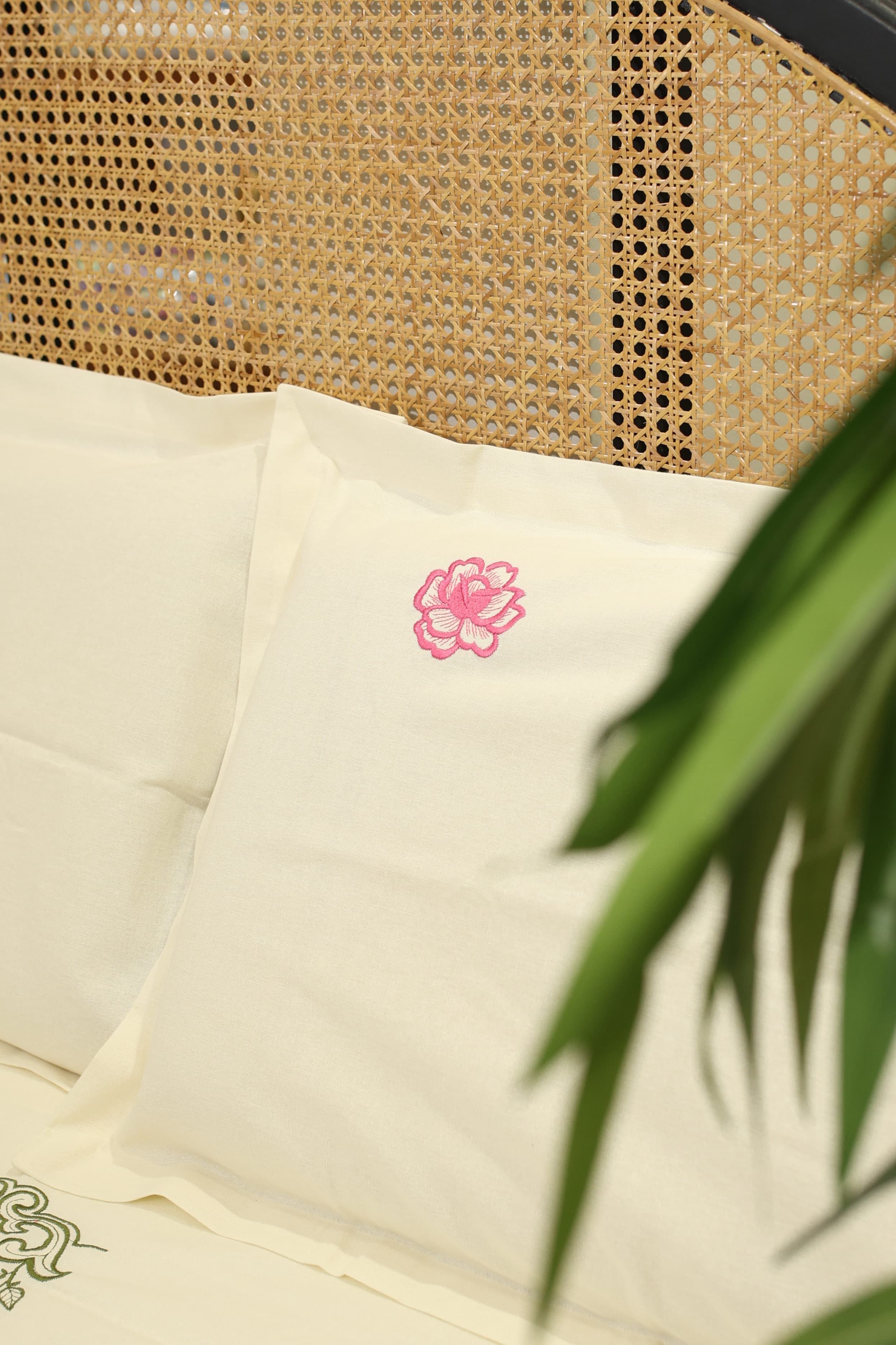 Bedsheets - Queen Premium machine embroidery bedspread off white base